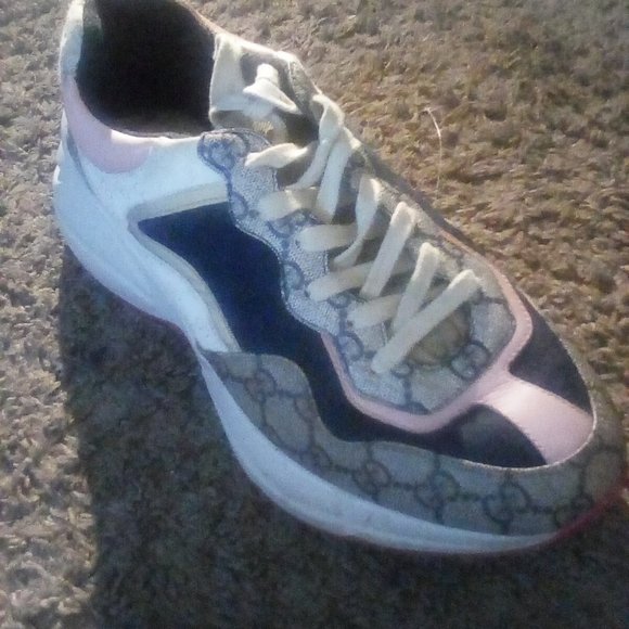Gucci Python mixed media chunky sneaker in blue